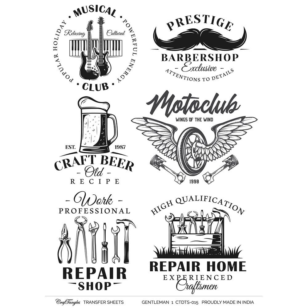 CrafTangles A4 Transfer It Sheets - Gentleman 1 CTDTS 015 CrafTangles transfer sheet Gentleman 1 CrafTangles A4 Transfer It Sheets - Gentleman 1