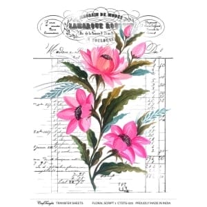 CrafTangles A4 Transfer It Sheets - Floral Script 1