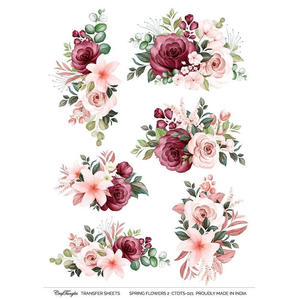 CrafTangles A4 Transfer It Sheets - Spring Flowers 2 CTDTS 021 CrafTangles transfer sheet Spring Flowers 2 CrafTangles A4 Transfer It Sheets - Spring Flowers 2