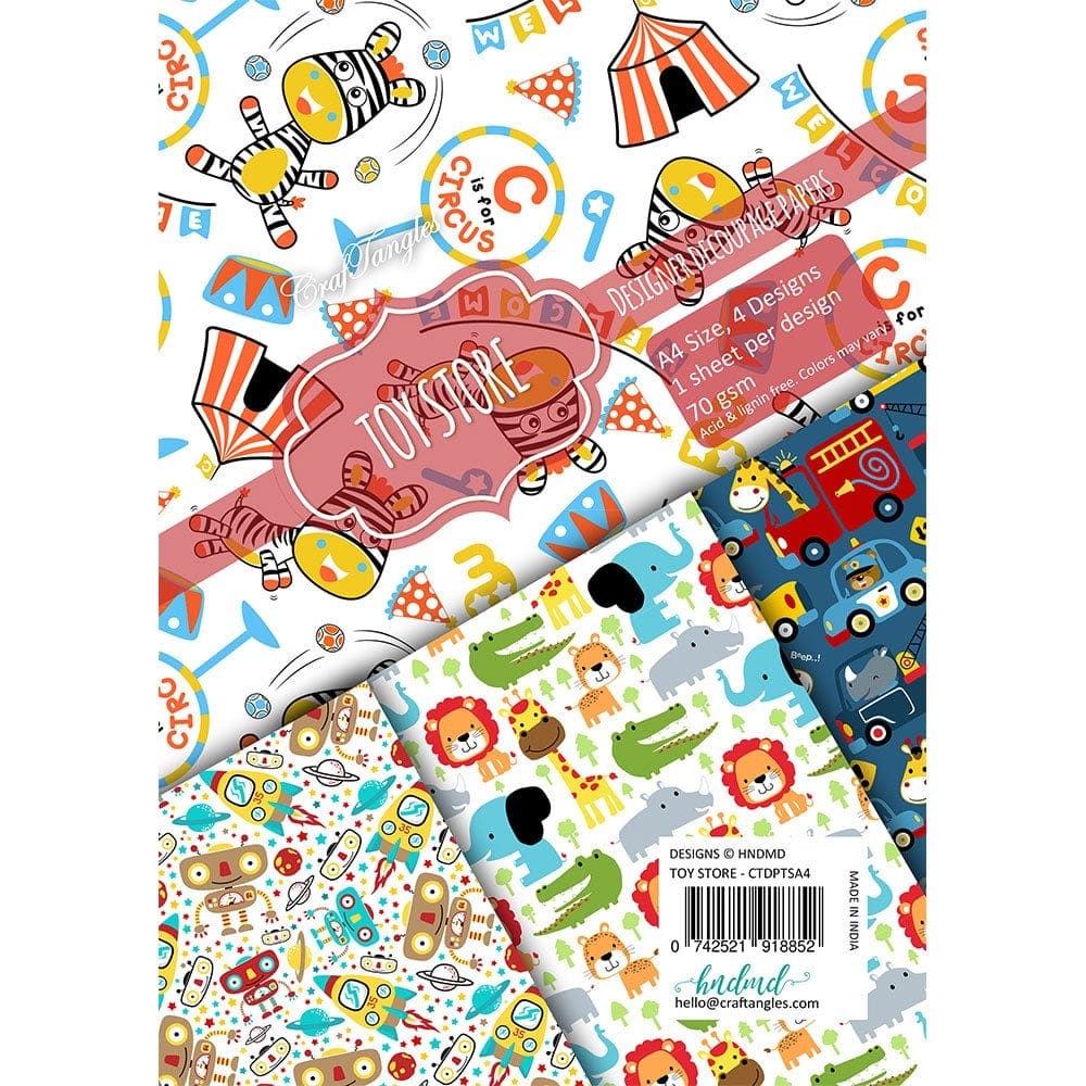 CrafTangles Decoupage Paper A4 - Toy Store Toy Store Decoupage Papers A4 CrafTangles Decoupage Paper A4 - Toy Store