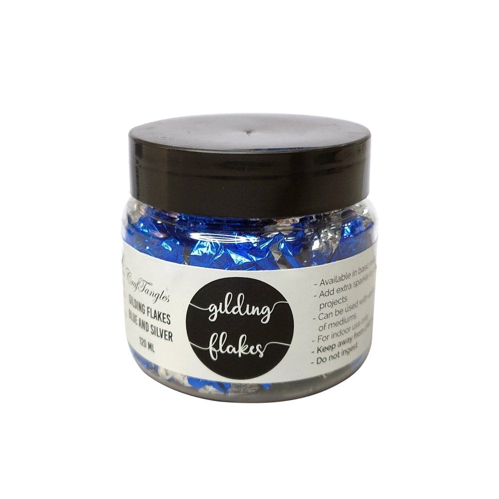 CrafTangles Gilding Flakes (120 ml) - Blue and Silver craftangles gilding flakes blue and silver CrafTangles Gilding Flakes (120 ml) - Blue and Silver
