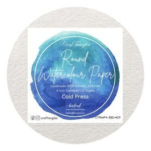 CrafTangles Round Handmade Watercolor paper 100% cotton 300 gsm Cold Press (Pack of 10)