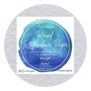 CrafTangles Round Handmade Watercolor paper 100% cotton 300 gsm Rough (Pack of 10)