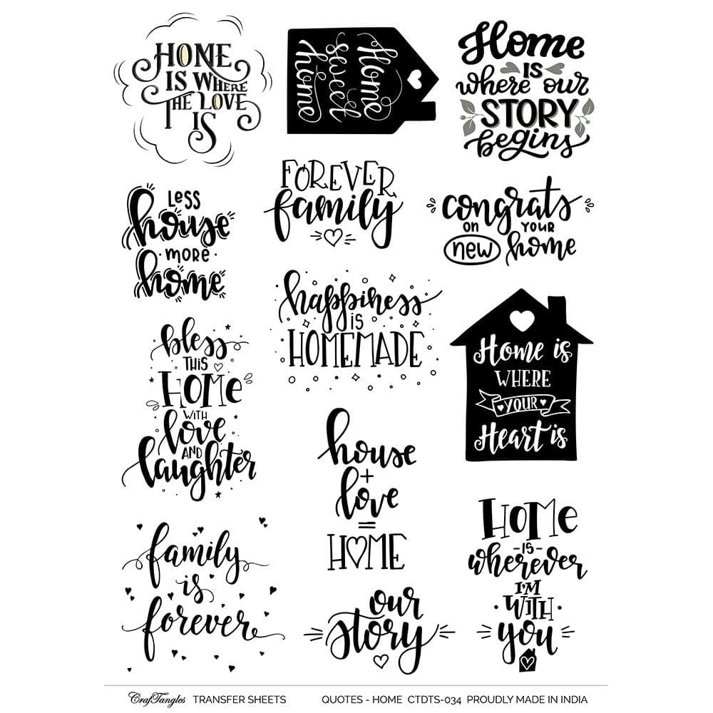 CrafTangles A4 Transfer It Sheets - Quotes - Home Sweet Home CTDTS 034 CrafTangles transfer sheet Quotes Home CrafTangles A4 Transfer It Sheets - Quotes - Home Sweet Home