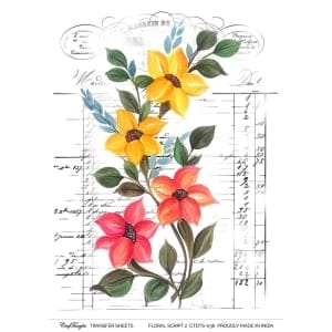 CrafTangles A4 Transfer It Sheets - Floral Script 2