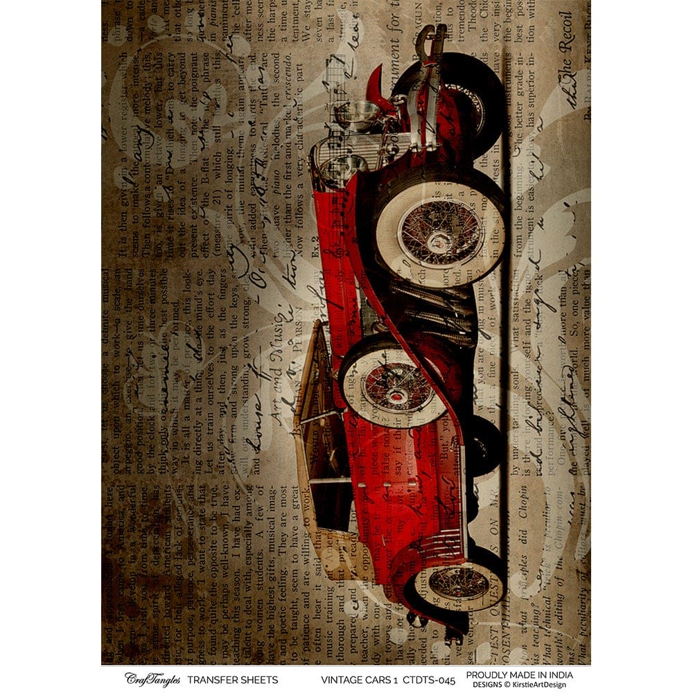 CrafTangles A4 Transfer It Sheets - Vintage Cars 1 CTDTS 045 CrafTangles transfer sheet Vintage Cars1 CrafTangles A4 Transfer It Sheets - Vintage Cars 1