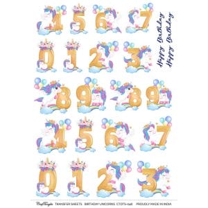 CrafTangles A4 Transfer It Sheets - Birthday Unicorns