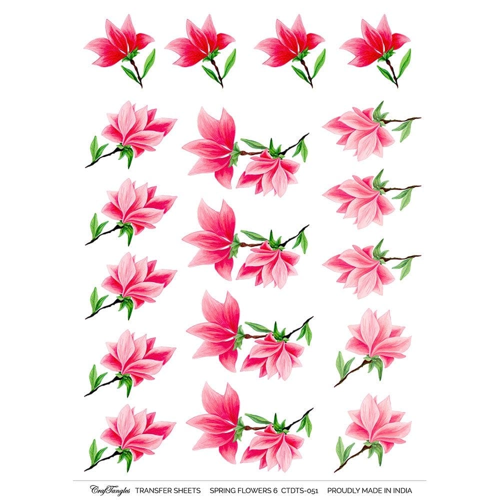 CrafTangles A4 Transfer It Sheets - Spring Flowers 6 CTDTS 051 CrafTangles transfer sheet Spring Flowers 6 CrafTangles A4 Transfer It Sheets - Spring Flowers 6
