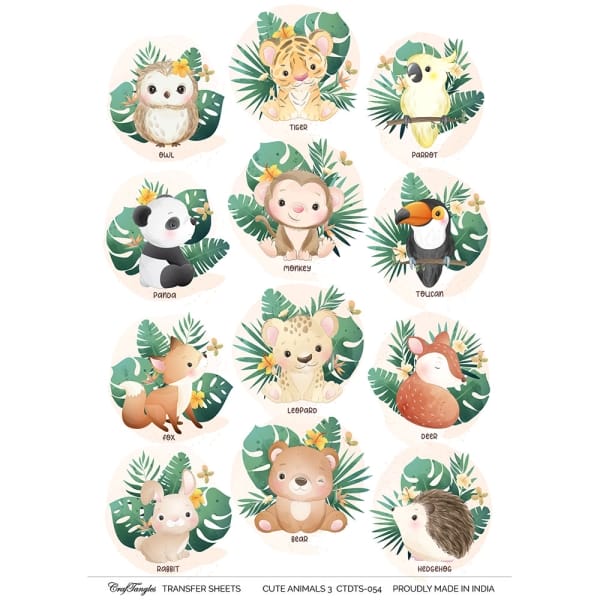 CrafTangles A4 Transfer It Sheets - Cute Animals 3