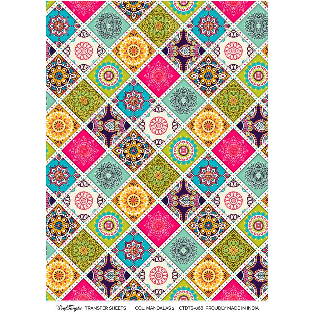 CrafTangles A4 Transfer It Sheets - Colourful Mandalas 2 CTDTS 068 CrafTangles transfer sheet Colourful Mandalas 2 CrafTangles A4 Transfer It Sheets - Colourful Mandalas 2