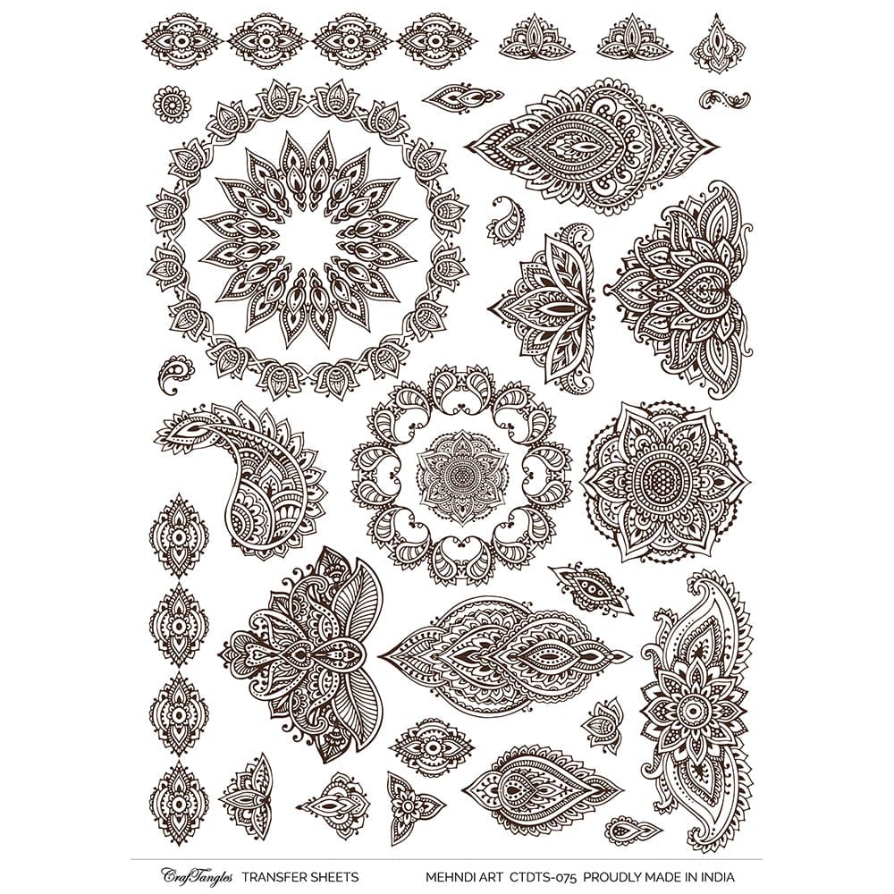 CrafTangles A4 Transfer It Sheets - Mehndi Art CTDTS 075 CrafTangles transfer sheet Mehndi Art CrafTangles A4 Transfer It Sheets - Mehndi Art