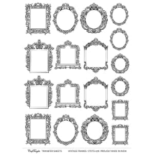 CrafTangles A4 Transfer It Sheets - Vintage Frames
