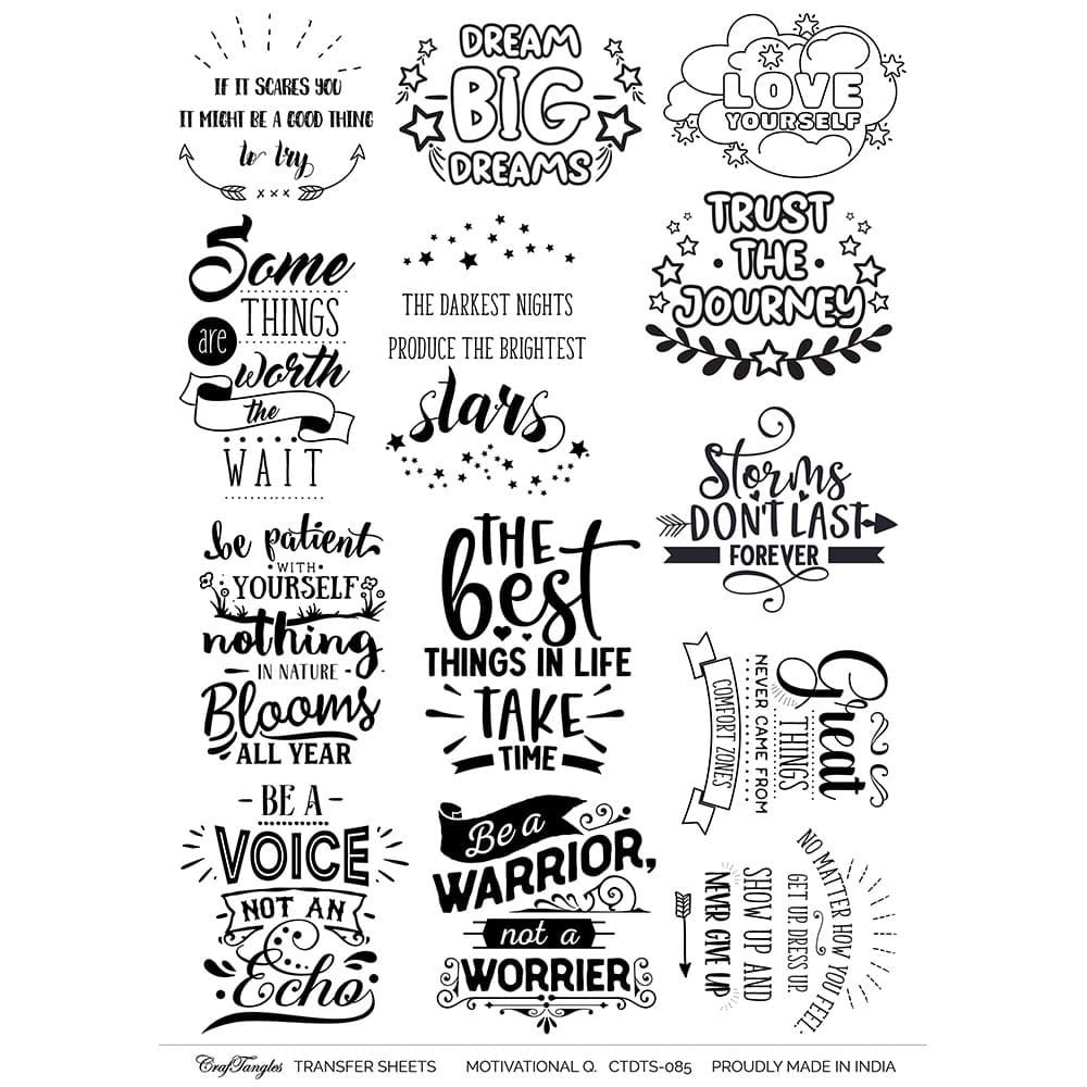 CrafTangles A4 Transfer It Sheets - Quotes - Motivational CTDTS 085 CrafTangles transfer sheet Motivational Quotes CrafTangles A4 Transfer It Sheets - Quotes - Motivational