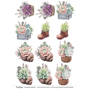 CrafTangles A4 Transfer It Sheets - Succulents Love 2