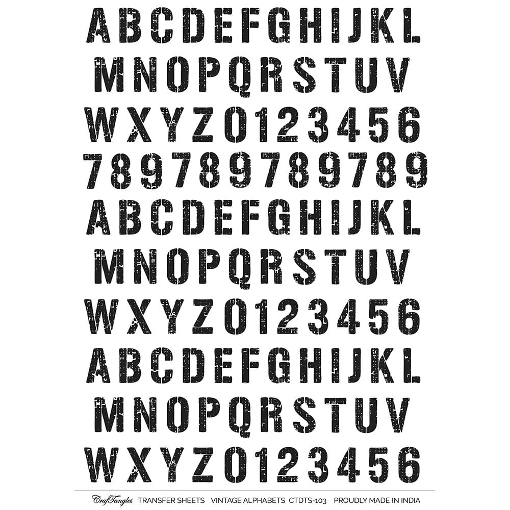 CrafTangles A4 Transfer It Sheets - Vintage Alphabets CTDTS 103 CrafTangles transfer sheet Vintage Alphabets CrafTangles A4 Transfer It Sheets - Vintage Alphabets