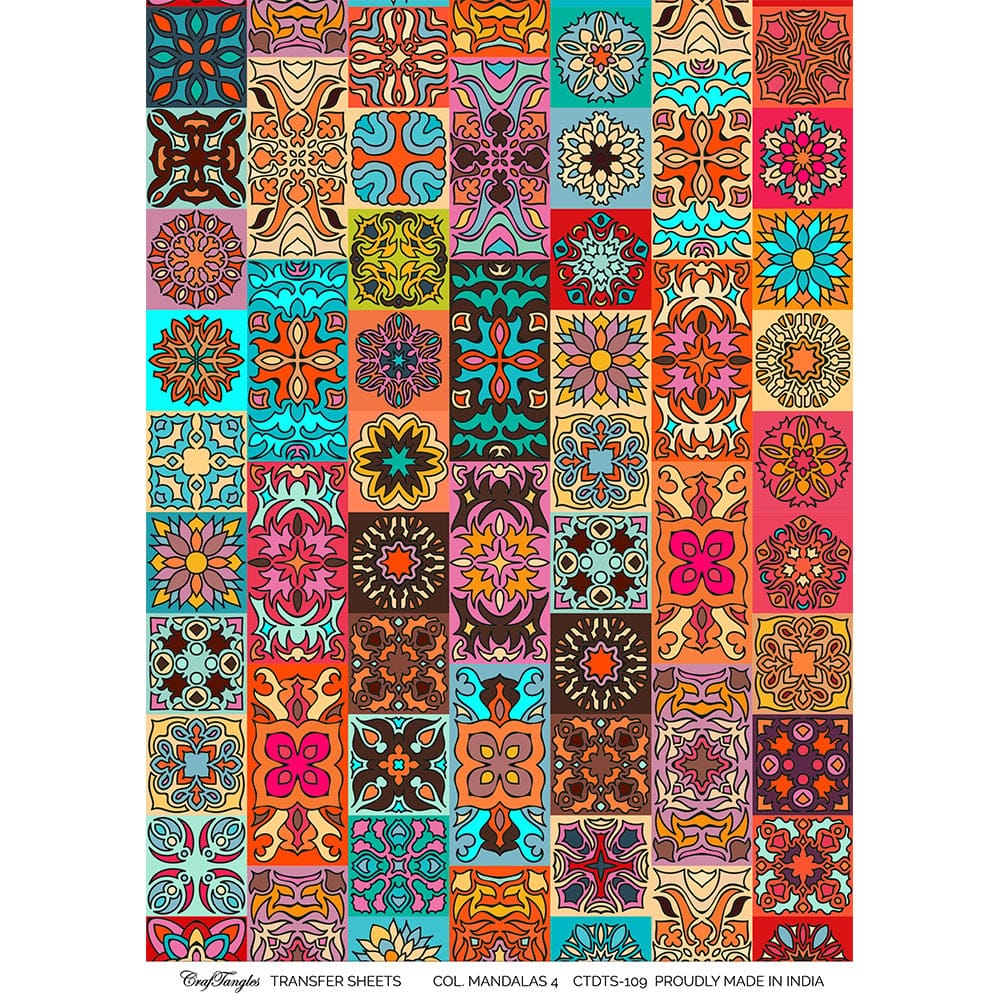 CrafTangles A4 Transfer It Sheets - Colourful Mandalas 4 CTDTS 109 CrafTangles transfer sheet Colorful Mandalas 4 CrafTangles A4 Transfer It Sheets - Colourful Mandalas 4