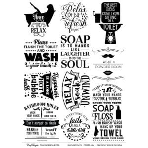 CrafTangles A4 Transfer It Sheets - Quotes - Bathroom
