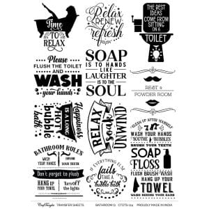 CrafTangles A4 Transfer It Sheets - Quotes - Bathroom