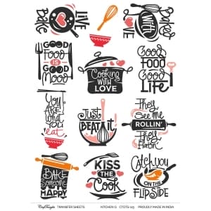 CrafTangles A4 Transfer It Sheets - Quotes - Kitchen
