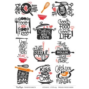CrafTangles A4 Transfer It Sheets - Quotes - Kitchen