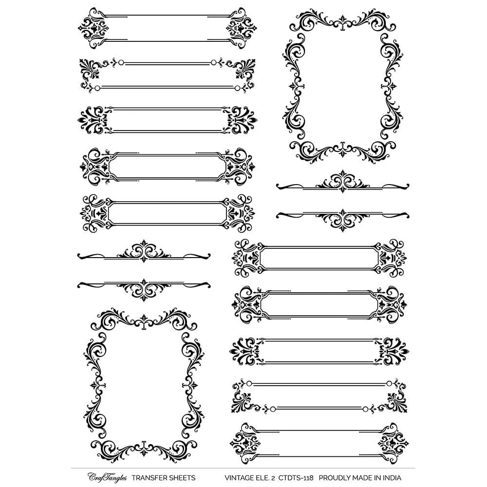 CrafTangles A4 Transfer It Sheets - Vintage Elements 2 CTDTS 118 CrafTangles transfer sheet Vintage Elements 2 CrafTangles A4 Transfer It Sheets - Vintage Elements 2
