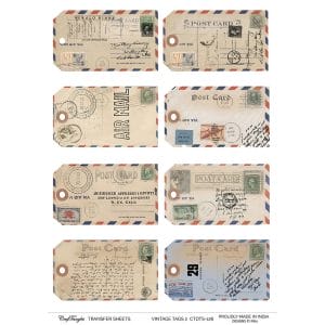 CrafTangles A4 Transfer It Sheets - Vintage Tags 2
