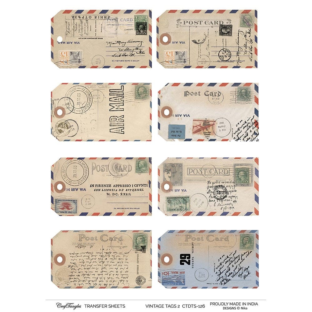 CrafTangles A4 Transfer It Sheets - Vintage Tags 2