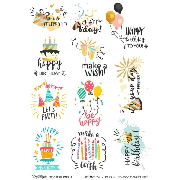 CrafTangles A4 Transfer It Sheets - Quotes - Birthday