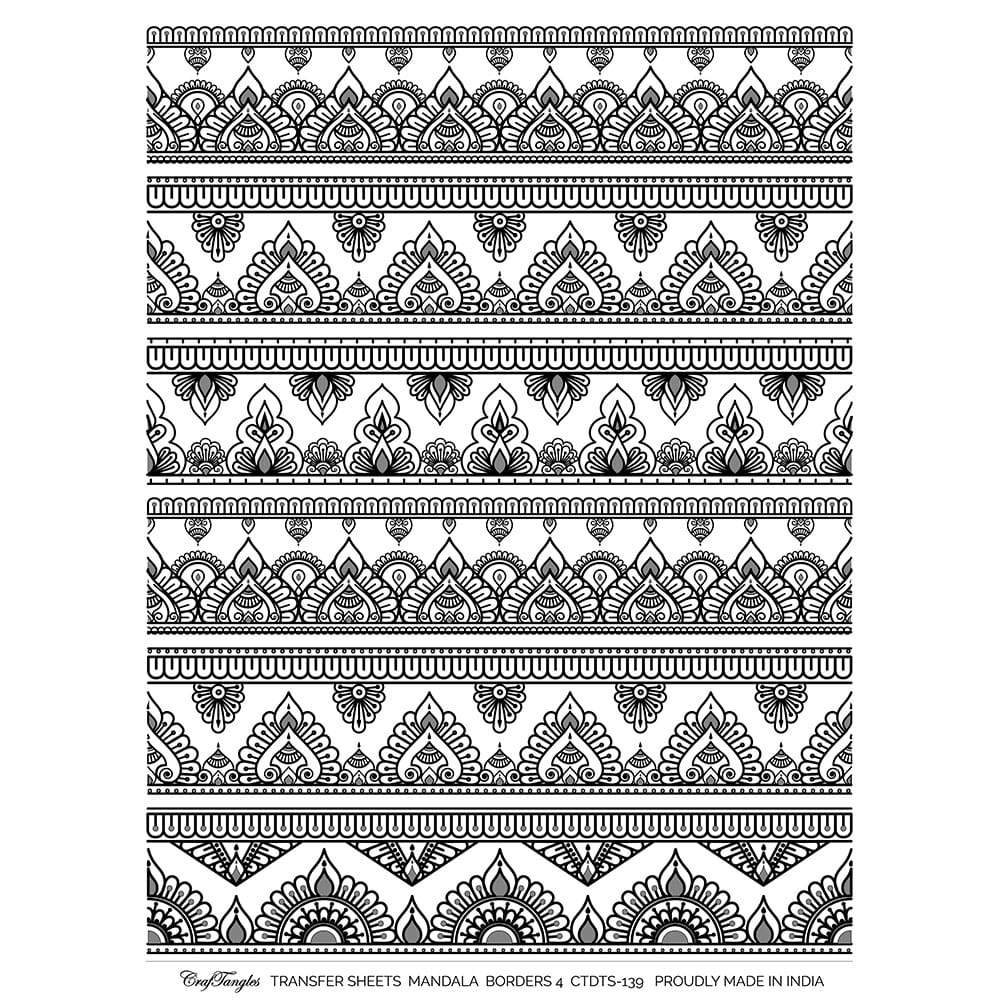 CrafTangles A4 Transfer It Sheets - Mandala Borders 4 CTDTS 134 CrafTangles transfer sheet Ethnic Borders 4 CrafTangles A4 Transfer It Sheets - Mandala Borders 4