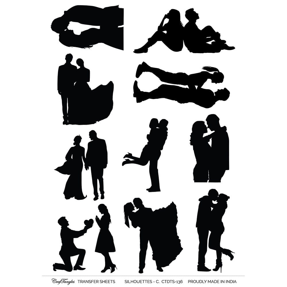 CrafTangles A4 Transfer It Sheets - Silhouettes - Couple CTDTS 136 CrafTangles transfer sheet Silhouette Couple CrafTangles A4 Transfer It Sheets - Silhouettes - Couple