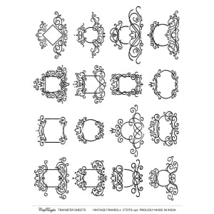 CrafTangles A4 Transfer It Sheets - Vintage Frames 2