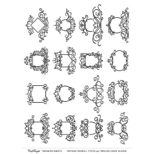 CrafTangles A4 Transfer It Sheets - Vintage Frames 2