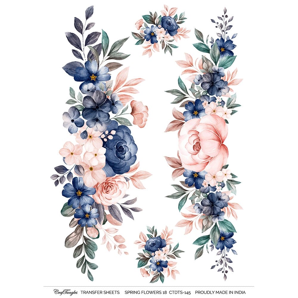 CrafTangles A4 Transfer It Sheets - Spring Flowers 18 CTDTS 145 CrafTangles transfer sheet Spring Flowers 18 CrafTangles A4 Transfer It Sheets - Spring Flowers 18