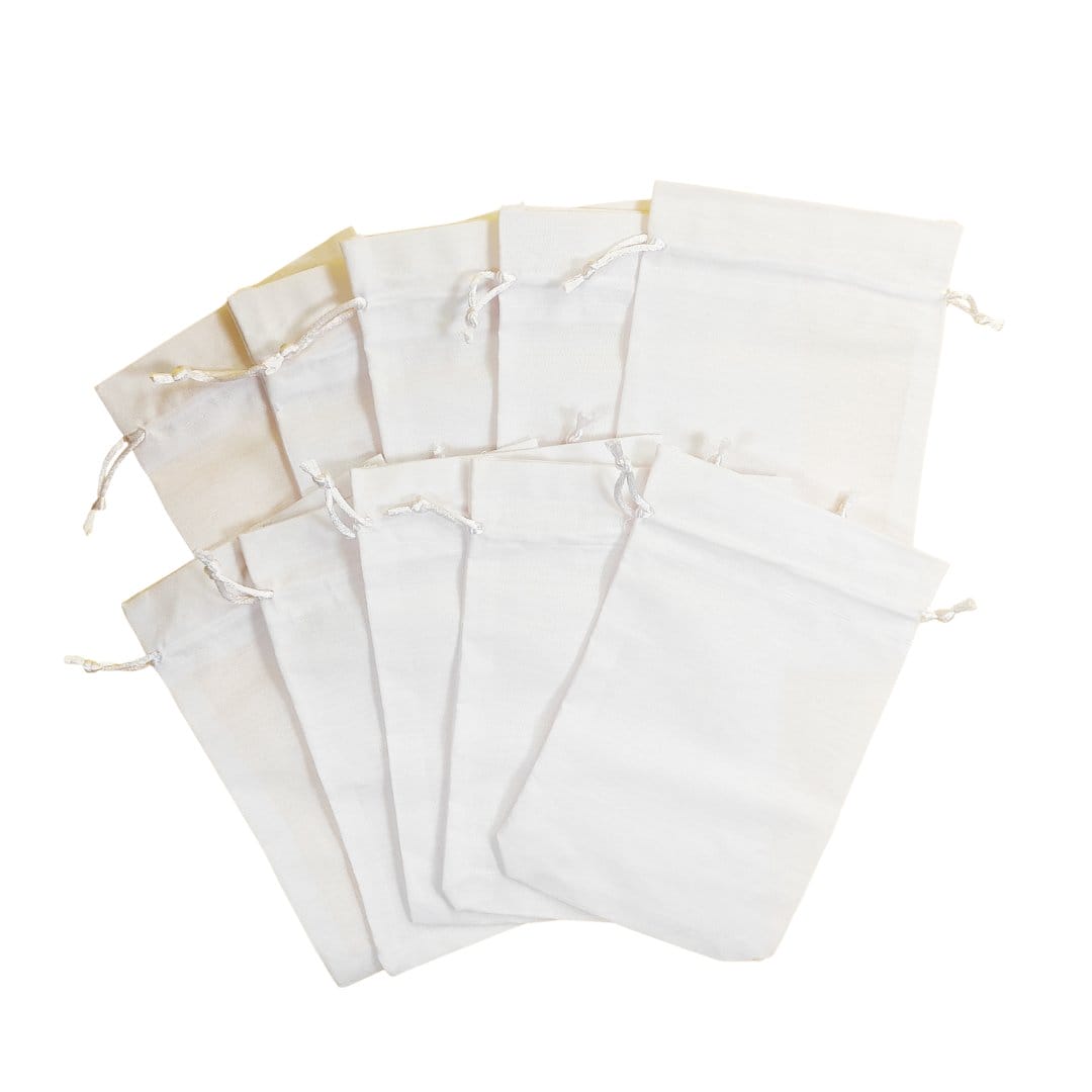 CrafTangles Cloth Pouch / Potli for Decoupage or Painting (12 by 18 cm) - Pack of 10 bags CTPH02 cloth white pouches 10pcs 5by7inches 1 CTPH02_cloth_white_pouches_10pcs_5by7inches_1