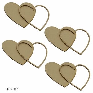 Tea Coaster MDF Heart 4 Inch 4Pcs Set