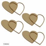 Tea Coaster MDF Heart 4 Inch 4Pcs Set