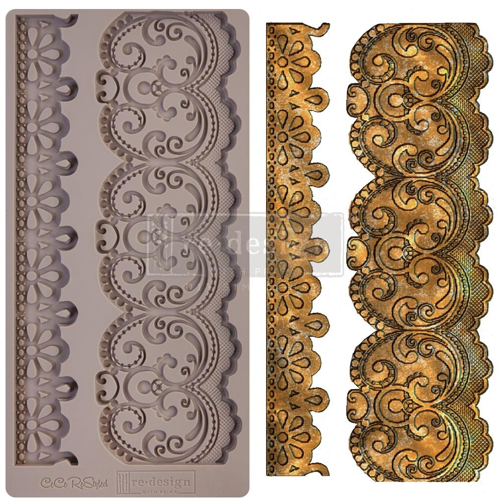 Prima Marketing Re-Design Mould 5" X 10" - Border Lace 654344 Prima Moulds Prima Marketing Re-Design Mould 5" X 10" - Border Lace