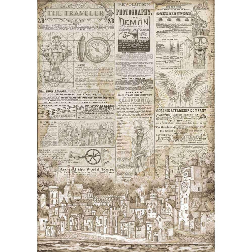 Stamperia Rice Paper A3 - The Traveler Sir Vagabond DFSA3079 Stamperia Rice Paper Stamperia Rice Paper A3 - The Traveler Sir Vagabond