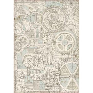 Stamperia Rice Paper A3 - Train Mechanism Sir Vagabond