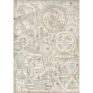 Stamperia Rice Paper A3 - Train Mechanism Sir Vagabond