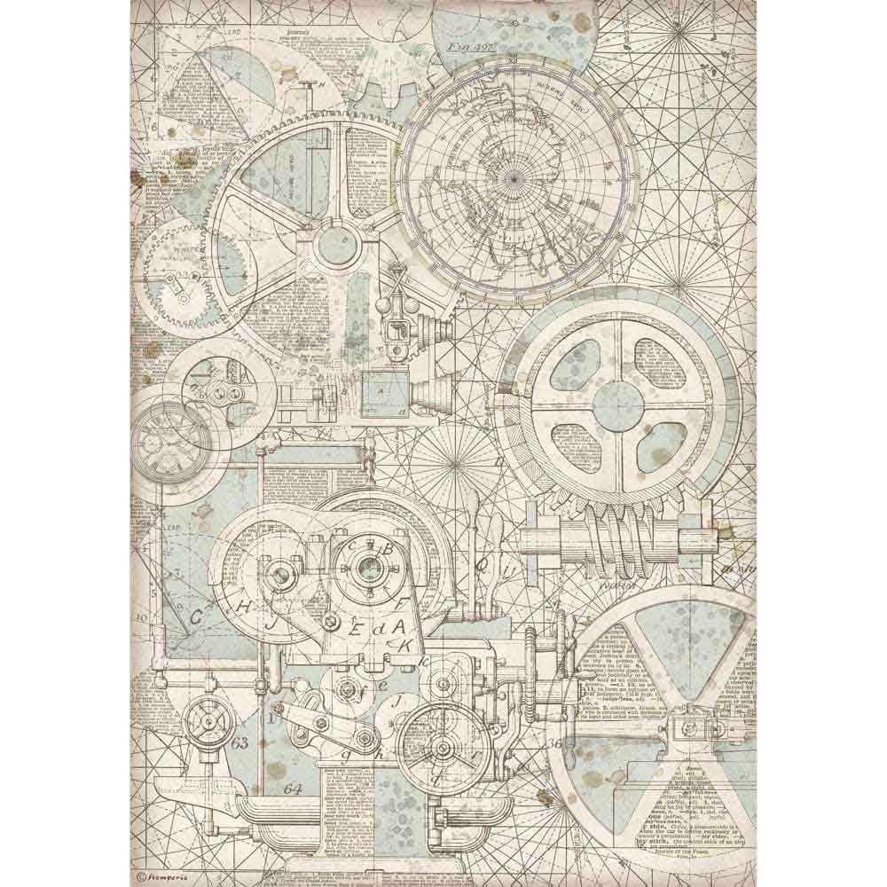 Stamperia Rice Paper A3 - Train Mechanism Sir Vagabond DFSA3080 Stamperia Rice Paper Stamperia Rice Paper A3 - Train Mechanism Sir Vagabond