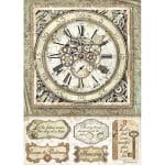 Stamperia Rice Paper A4 - Clock and Mechanism Lady Vagabond