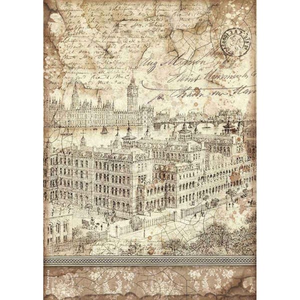 Stamperia Rice Paper A4 - London Lady Vagabond