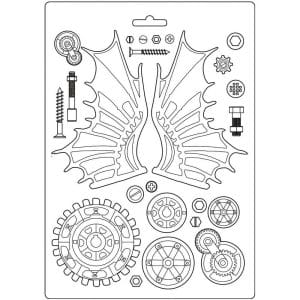 Stamperia Soft Maxi Mould 8.5"X11.5" - Fly Machine Lady Vagabond