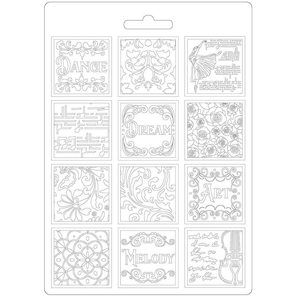Stamperia Soft Maxi Mould A5 - Patchwork, Music Passion