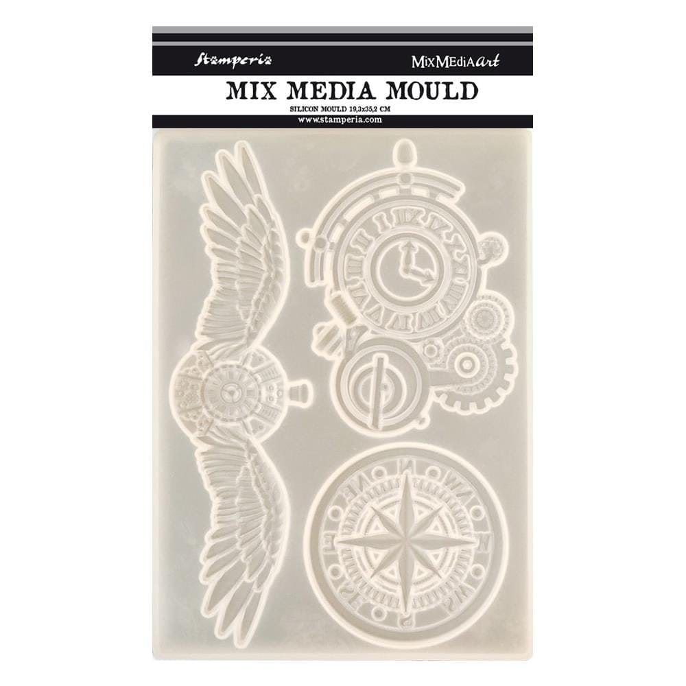 Stamperia Silicone Mould A5 - Clocks and Wings, Sir Vagabond KACM06 Stamperia Moulds Stamperia Silicone Mould A5 - Clocks and Wings, Sir Vagabond