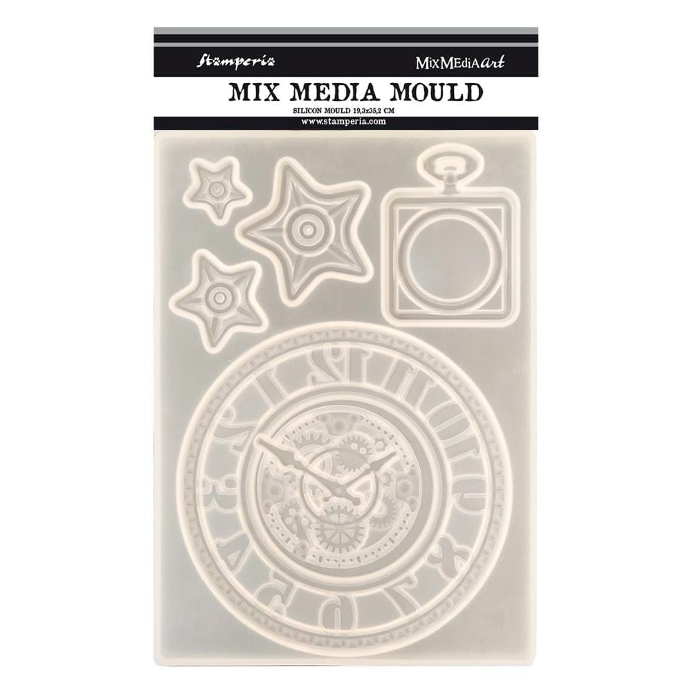 Stamperia Silicone Mould A5 - Clocks and Stars Sir Vagabond KACM07 Stamperia Moulds Stamperia Silicone Mould A5 - Clocks and Stars Sir Vagabond