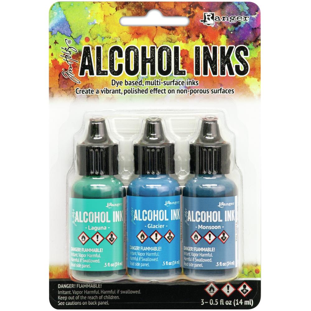 Tim Holtz Earth Tones Alcohol Inks - Teal/Blue Spectrum TAK69669 tim holtz alcohol inks Tim Holtz Earth Tones Alcohol Inks - Teal/Blue Spectrum