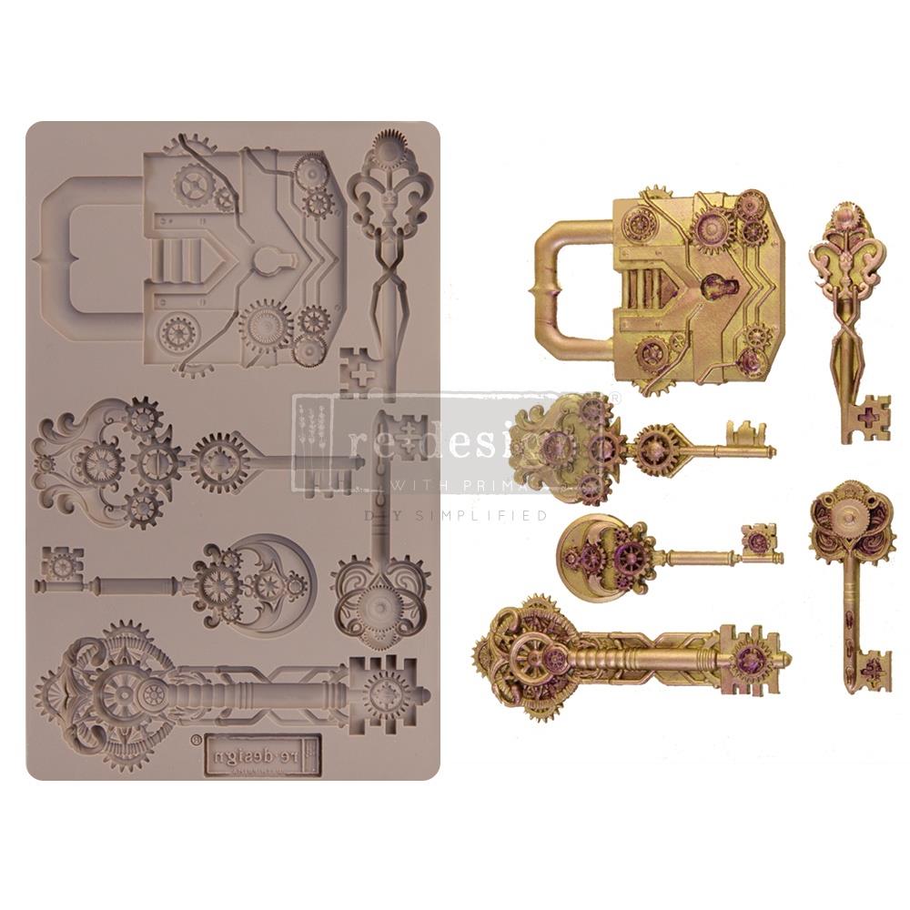Prima Marketing Re-Design Mould 5" X 8" - Mechanical Lock and Keys 652159 Prima silicone Moulds Prima Marketing Re-Design Mould 5" X 8" - Mechanical Lock and Keys