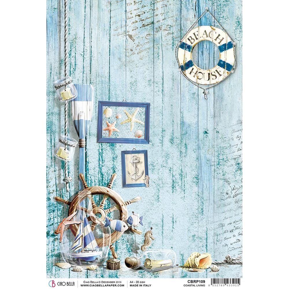 Ciao Bella Rice Paper A4 - Coastal Living CBRP109 Ciaobella rice paper high coastal living Ciao Bella Rice Paper A4 - Coastal Living